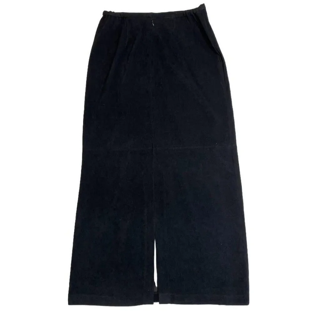 Norton‎ Mcnaughton Black Straight Faux Suede Midi Skirt sz 6